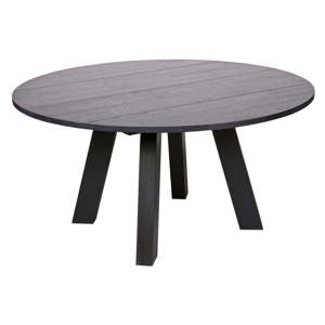 Černý jídelní stůl z dubového dřeva WOOOD Rhonda, Ø 150 cm