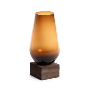 Hnědá skleněná váza La Forma Salong, hloubka 30 cm