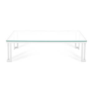 Bílý skleněný venkovní stůl v bílém rámu Calme Jardin Cannes, 60 x 150 cm