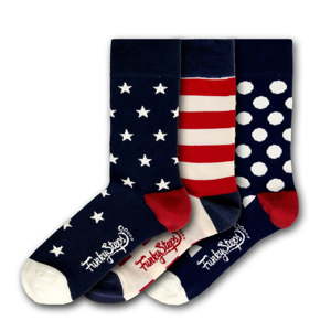Sada 3 párů pánských ponožek Funky Steps America, velikost 41 - 45