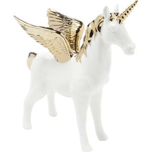 Bílá dekorace s detaily ve zlaté barvě Kare Design Figurine Unicorn