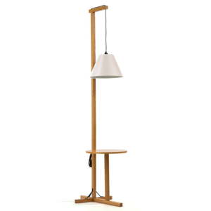 Bílá stojací lampa s dřevěnou kostrukcí Woodman Floor