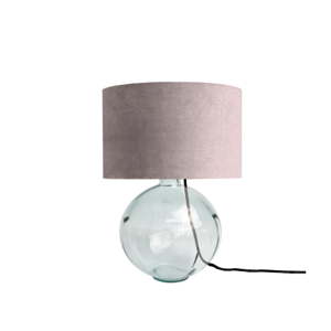 Růžová stolní lampa z ručně foukaného skla se sametovým stínítkem Velvet Atelier