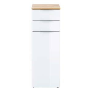 Bílá přírodní vysoká koupelnová skříňka v dekoru dubu 39x112 cm Pescara – Germania