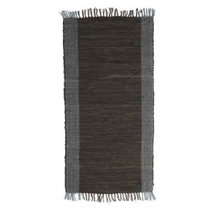 Černý kožený koberec Simla, 140 x 70 cm
