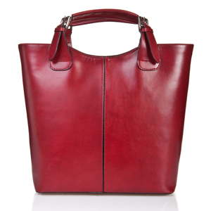 Červená kožená kabelka Massimo Castelli Valeria