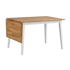 Přírodní sklápěcí dubový jídelní stůl s bílými nohami Rowico Mimi, 120 x 80 cm