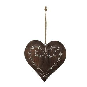 Dřevěná závěsná dekorace ve tvaru srdce Antic Line Anna