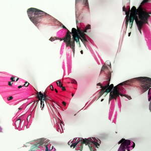 Sada 18 růžových adhezivních 3D samolepek Ambiance Butterflies