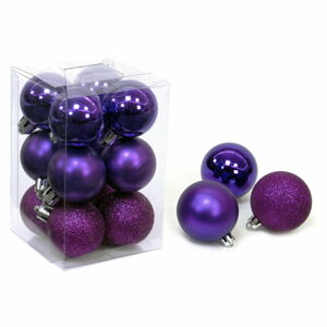 Sada 12 fialových vánočních ozdob Unimasa Navidad, ø 4 cm