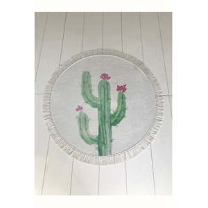 Bílo-zelená koupelnová předložka Tropica Cactus III, ⌀ 100 cm