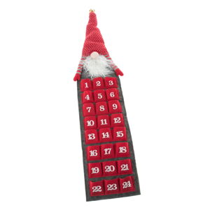 Červený textilní adventní kalendář Dakls, výška 75 cm
