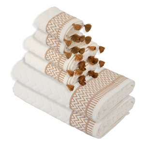 Sada 6 bílo-hnědých ručníků Bella Maison Karma