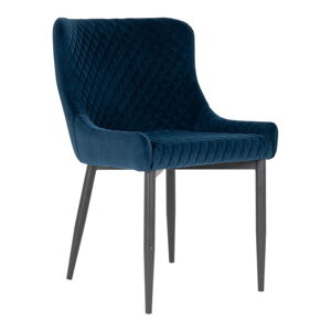 Tmavě modrá sametová jídelní židle Boston – House Nordic