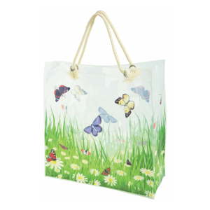Bílá nákupní taška s potiskem motýlů Esschert Design Butterfly