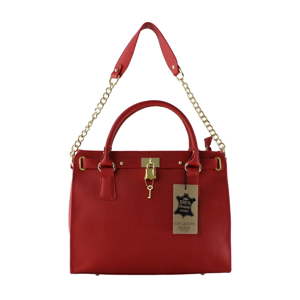Červená kožená kabelka Chicca Borse Monica