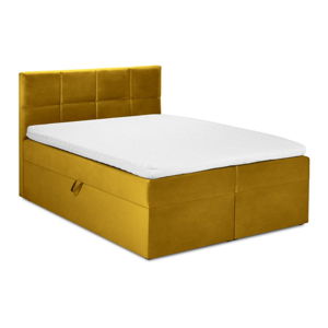 Hořčicově žlutá sametová dvoulůžková postel Mazzini Beds Mimicry, 180 x 200 cm