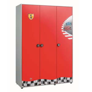 Červená šatní skříň Race Cup 3 Doors Wardrobe