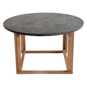 Černý žulový konferenční stolek s podnožím z dubového dřeva RGE Accent, ⌀ 85 cm