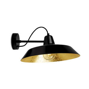 Černé nástěnné svítidlo s detailem ve zlaté barvě Bulb Attack Cinco Basic