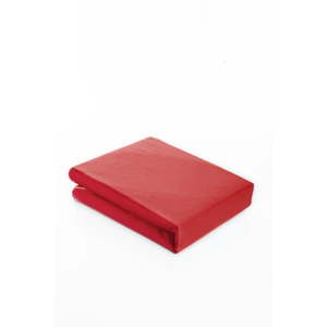 Červené elastické bavlněné prostěradlo Fitted Sheet Pareyo, 140 x 200 cm
