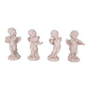 Sada 4 ks dekorativních soch z polyresinu ve tvaru anděla Antic Line Musiciens, výška 22 cm