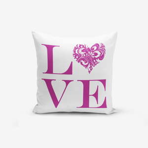 Povlak na polštář s příměsí bavlny Minimalist Cushion Covers Love Purple, 45 x 45 cm