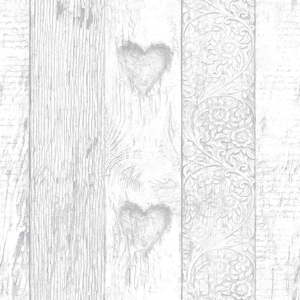 Šedá nástěnná tapeta Graham & Brown Plank Love Heart, 0,52 x 10 m