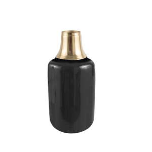 Černá váza s detailem ve zlaté barvě PT LIVING Shine, výška 33 cm