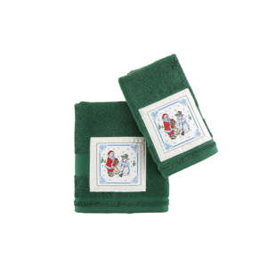 Sada 2 zelených ručníků s vánočním motivem Knitted Christmas