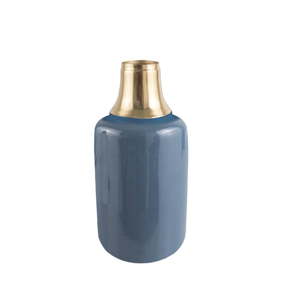 Modrá váza s detailem ve zlaté barvě PT LIVING Shine, výška 33 cm