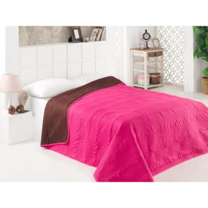 Cyklámově růžový oboustranný přehoz přes postel z mikrovlákna, 160 x 220 cm