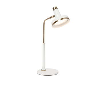 Bílá stolní lampa s LED světlem a prvky ve zlaté barvě SULION Bang