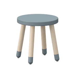 Modrá dětská stolička s nohami z jasanového dřeva Flexa Play, ø 30 cm