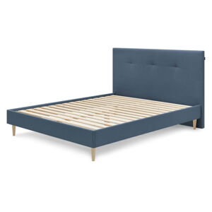 Modrá čalouněná dvoulůžková postel s roštem 180x200 cm Tory – Bobochic Paris