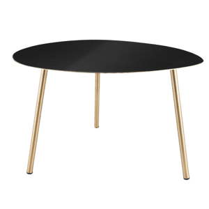 Černý příruční stolek s pozlacenými nohami Leitmotiv Ovoid, 64 x 58 x 42 cm