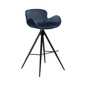 Tmavě modrá barová židle DAN–FORM Denmark Gaia Velvet, výška 98 cm