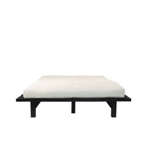 Dvoulůžková postel z borovicového dřeva s matrací Karup Design Blues Comfort Mat Black/Natural, 200 x 200 cm