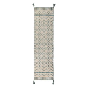 Béžovo-modrý bavlněný běhoun Flair Rugs Leela, 60 x 200 cm