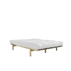 Dvoulůžková postel z borovicového dřeva s matrací Karup Design Pace Double Latex Natural/Natural, 180 x 200 cm