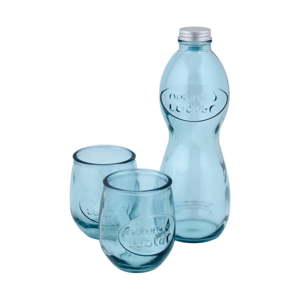 Set lahve na vodu a 2 sklenic z recyklovaného skla Ego Dekor Water