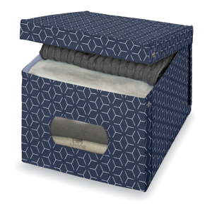Tmavě modrý úložný box Domopak Metrik Extra Large, 50 x 42 cm