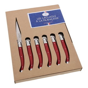 Set 6 červených nožů Jean Dubost A La Francaise
