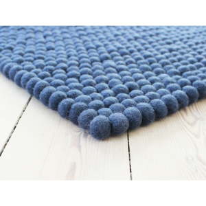 Modrý kuličkový vlněný koberec Wooldot Ball Rugs, 100 x 150 cm
