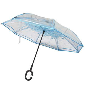 Transparentní deštník s modrými detaily Water Lily, ⌀ 110 cm