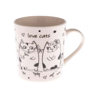Porcelánový hrnek s kočičkami Dakls Love Cats, 280 ml