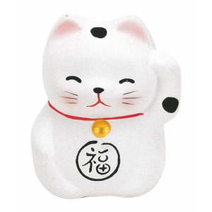 Bílá keramická dekorace ve tvaru kočky Tokyo Design Studio Lucky Cat, výška 5,2 cm