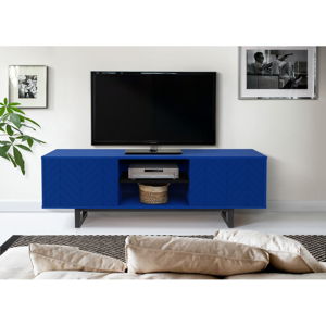 Modrý TV stolek Woodman Camden Herringbone