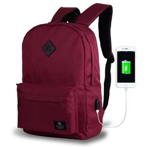 Tmavě vínový batoh s USB portem My Valice SPECTA Smart Bag