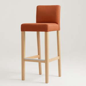 Oranžová barová židle s přírodními nohami Custom Form Wilton